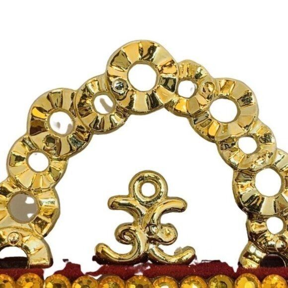 Artisan Christmas Red Velvet Rhinestone Satchel Purse Large Statement Brooch - Picture 4 of 8